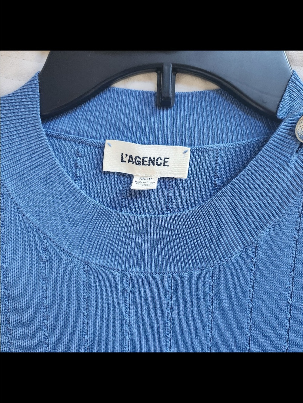 L'AGENCE Minette Long Sleeve Knit Dress in Dark Cote D'Azue blue size XS - Picture 3 of 7